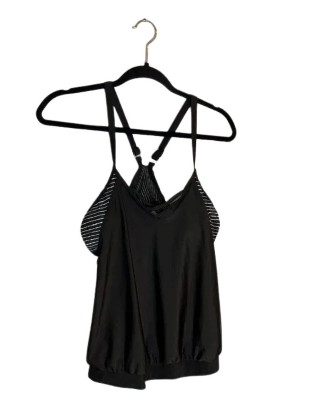 Women's Stripped Swimsuit Top Black and White Size XS